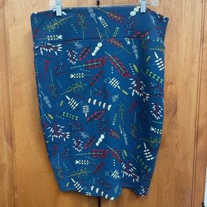 Lularoe Cassie Size XL Floral PENCIL Skirt Stretchy Comfy Blue Sage Cranberry